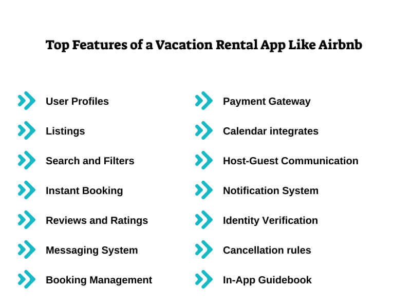 top features of a vacation rental app like airbnb